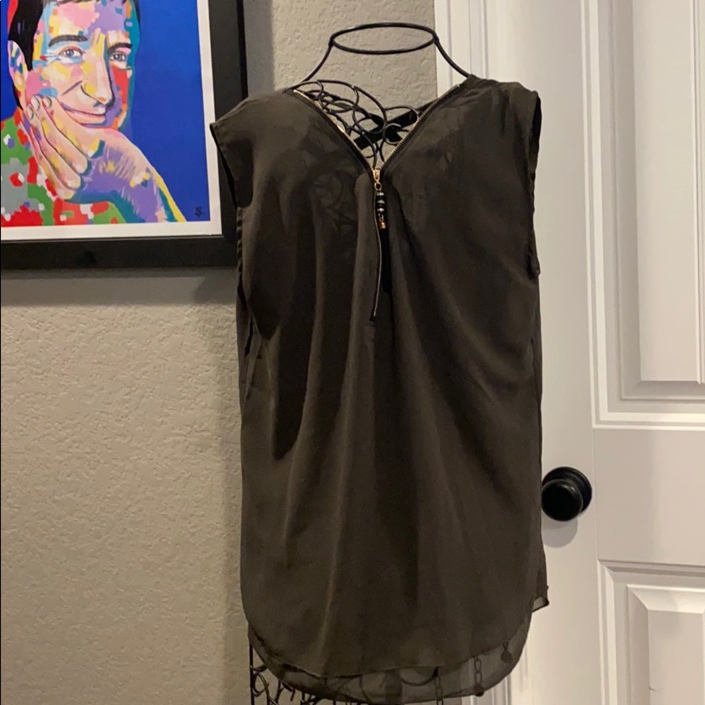 Army Green Tank Top Blouse